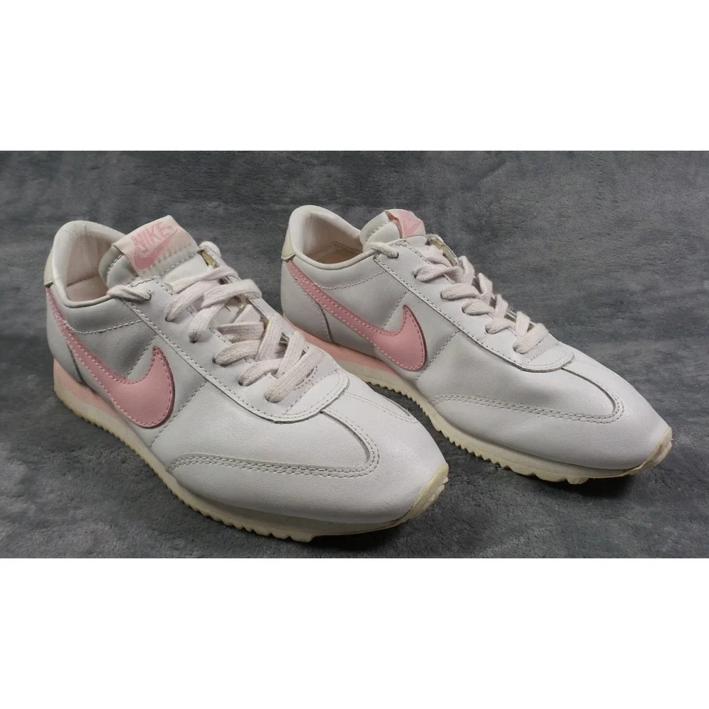Vintage Nike Shoes Womens Size 9 White Pink Cortez Sneakers Leather Y2K
